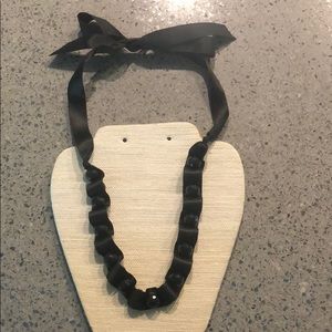 Black Beaded Bow Tie Style Necklace